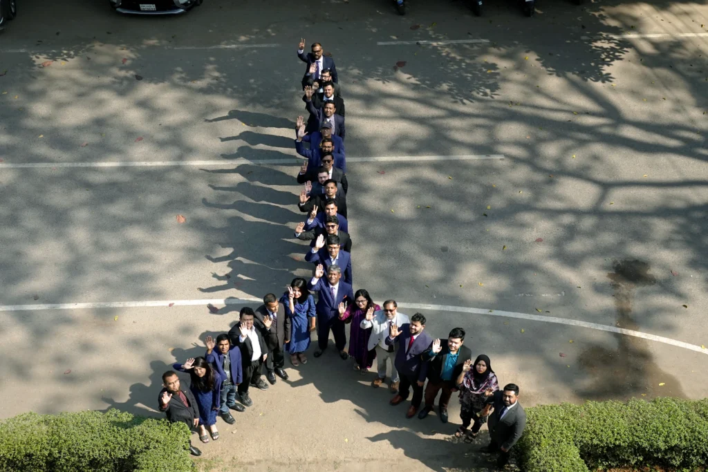 People gathering making a shape "Y" symbolic as for Young Consultant