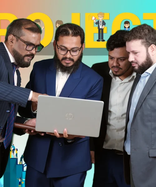 Corporate look of 3 person looking at the laptop Corporate look of 3 person looking at the laptop